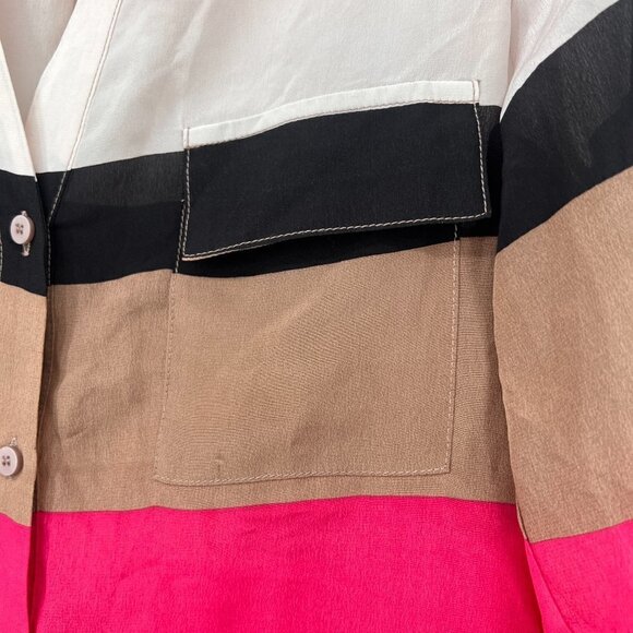 Maeve Anthro Silk Long Sleeve Striped Blouse - Picture 5 of 10